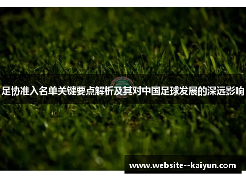 足协准入名单关键要点解析及其对中国足球发展的深远影响